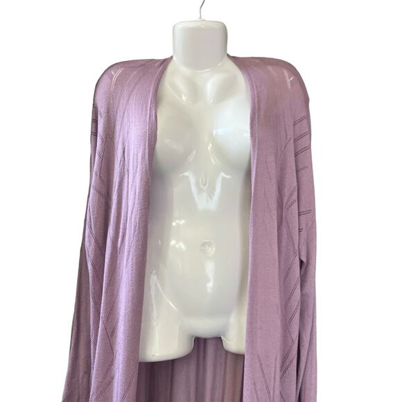 H by Halston Women's Lavender Long Length Stitch Detail Sweater Cardigan Size 2X - Picture 7 of 10
